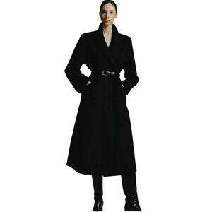New Quince Black Italian Wool Classic Single-Breasted Coat Size Small